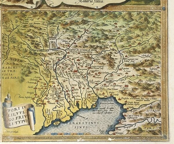 Map of Friuli Venezia Giulia region, from Theatrum Orbis Terrarum by Abraham Ortelius, 1528-1598, Antwerp, 1570