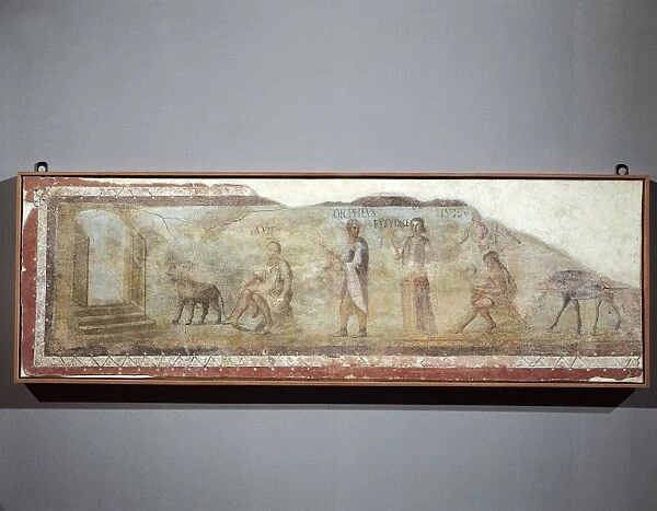 Scene with Orpheus and Eurydice from Italy, Ostia, columbarium of Caecilii, fresco