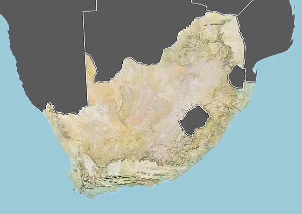 South Africa, Relief Map with Border and Mask
