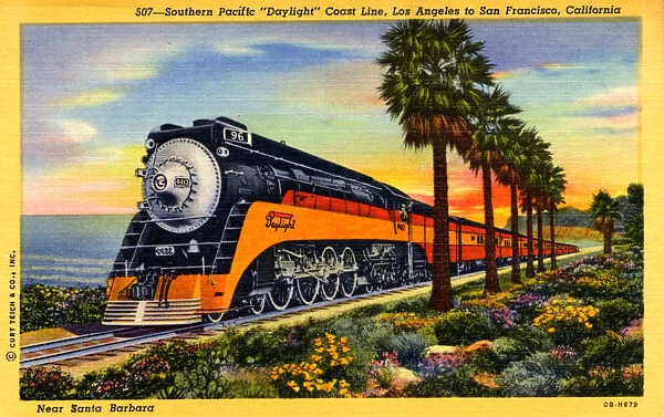 Southern Pacific Daylight Coast Line, Los Angeles to San Francisco, California