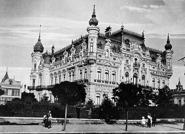 Bucharest. circa 1910: The exterior view of buildings in Bucharest