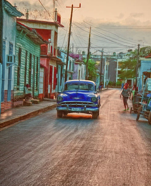 Coming Up. Vintage car on a street in Remedios, Cuba