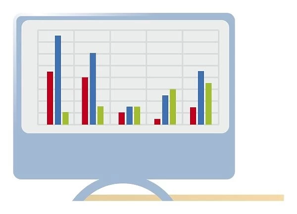 Digital illustration of graph on computer monitor