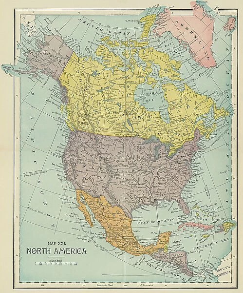 Old chromolithograph map of NORTH AMERICA