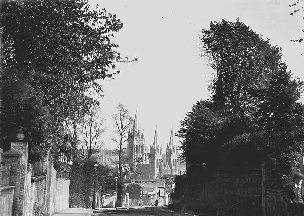 The completed cathedral from Campfield Hill, Truro, Cornwall. After 1910