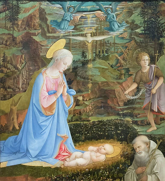 Adoration of the Child with the young st John the Baptist, st Romuald, 1463 circa, (tempera on wood)