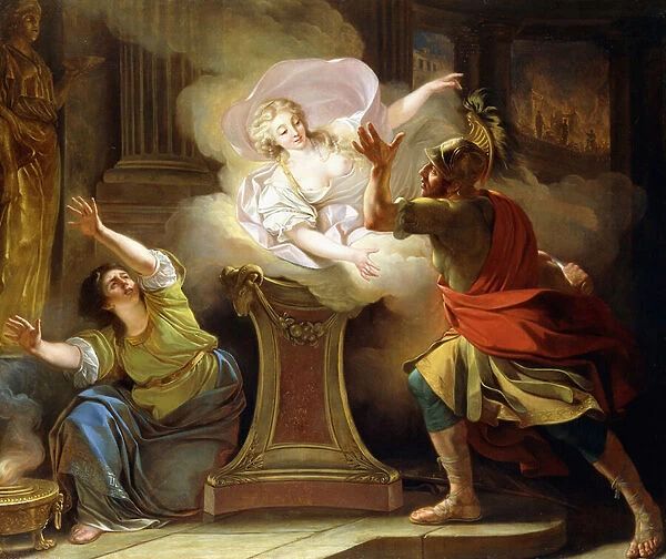 Aeneas Pursuing Helen in the Temple of Vesta, (oil on canvas)