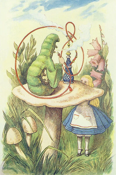 Alice Meets the Caterpillar, illustration from Alice in Wonderland by Lewis Carroll