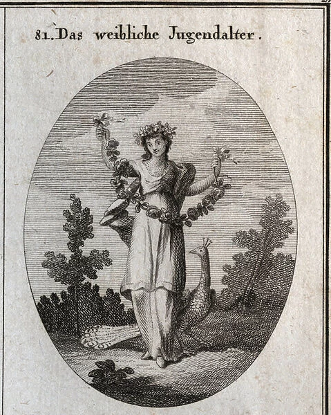 Allegory of adolescence (teenage girl) represented by a young woman with a crown