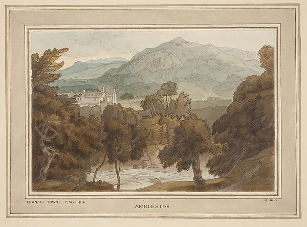 Ambleside, A View near Clappers Gate, Ambleside, 1786 (w  /  c & sepia on paper)