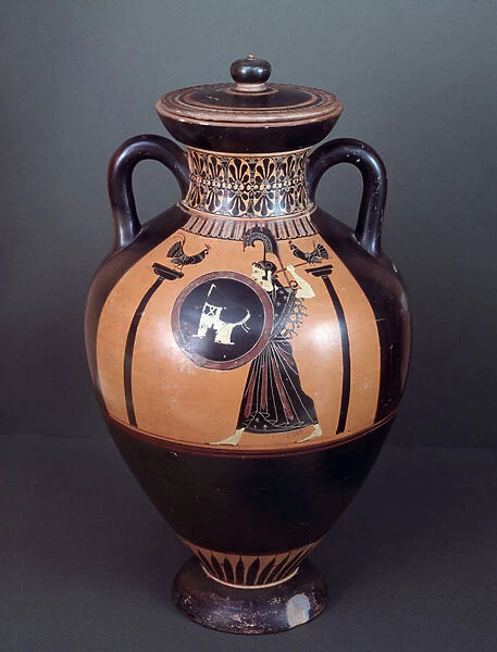 Amphora with representation of the goddess Athena, terracotta, 550-500 BC