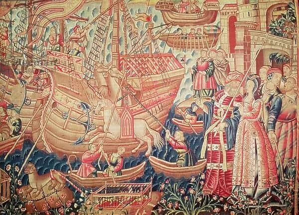 Detail of the animals, from the Arrival of Vasco da Gama in Calicut (tapestry)