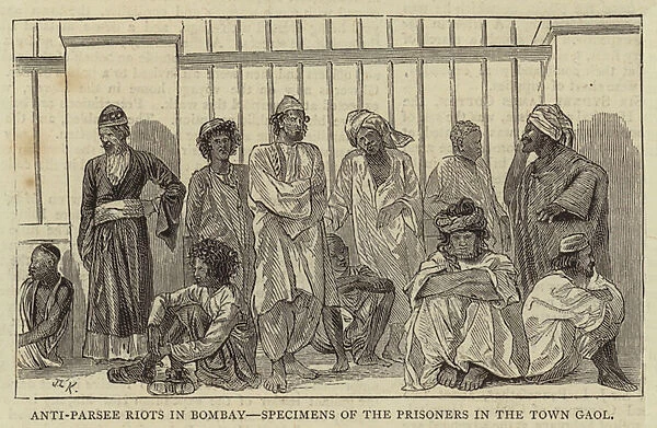 Anti-Parsee Riots in Bombay, Specimens of the Prisoners in the Town Gaol (engraving)