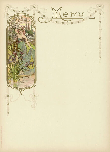 Art Nouveau design for a menu (colour litho)