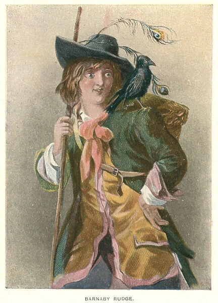 Barnaby Rudge, illustration for Barnaby Rudge by Charles Dickens (colour litho)