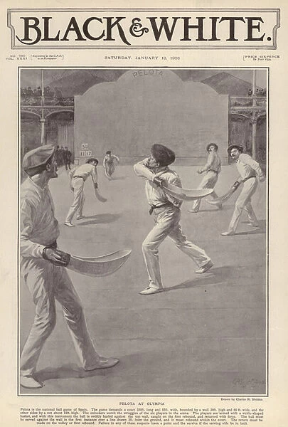 The Basque sport of pelota being played at Olympia, London (litho)