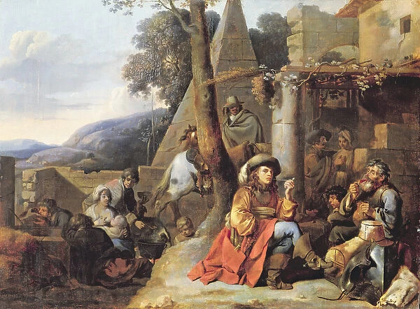 Bohemians and Soldiers at Rest (oil on canvas)
