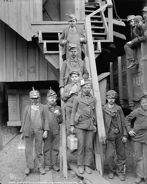 Breaker boys at Woodward Coal Mines, Pennsylvania, c. 1900 (b  /  w photo)