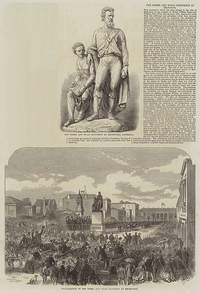 The Burke and Wills Monument at Melbourne (engraving)