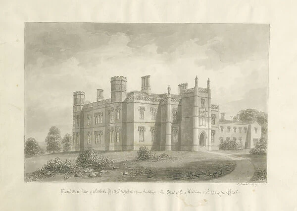 Butterton Hall: sepia drawing, 1847 (drawing)