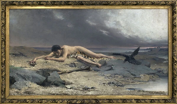 Cain. Painting by Emanuel Krescenc Liska (1852-1903), Oil On Canvas, 1885