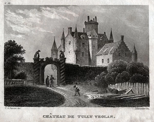 Castle of Craighall (Tully Veolan), Ceres, Scottish. circa 1830 (Engraving)