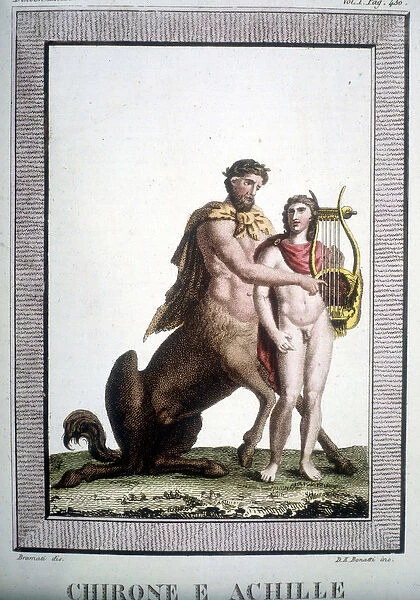 The centaur Chiron and Achilles - in Dizionario mitologico