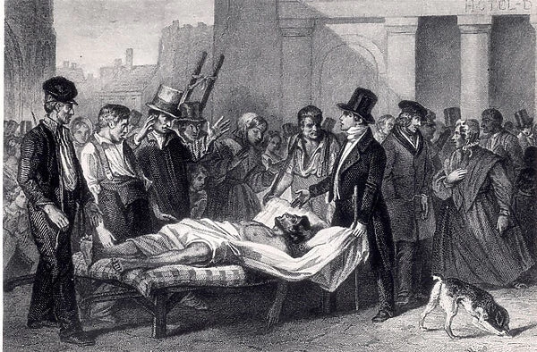 Cholera in Paris, 1832 (engraving) (b  /  w photo)