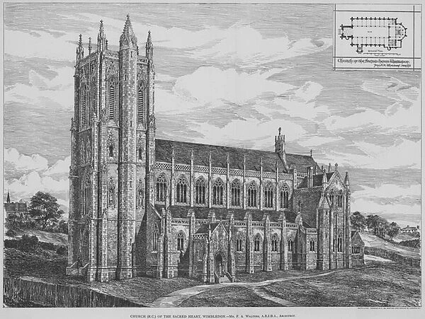 Church (RC) of the Sacred Heart, Wimbledon (engraving)