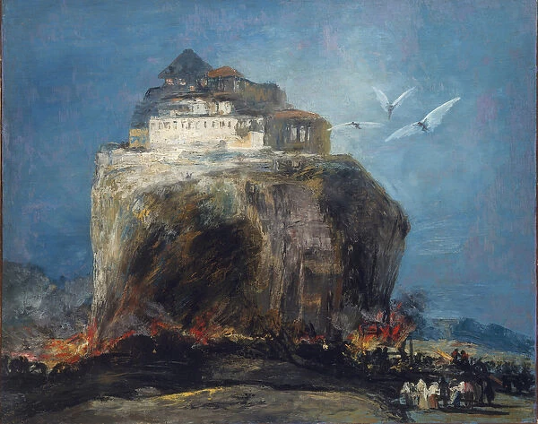 A city on a rock, 1850-75 (oil on canvas)