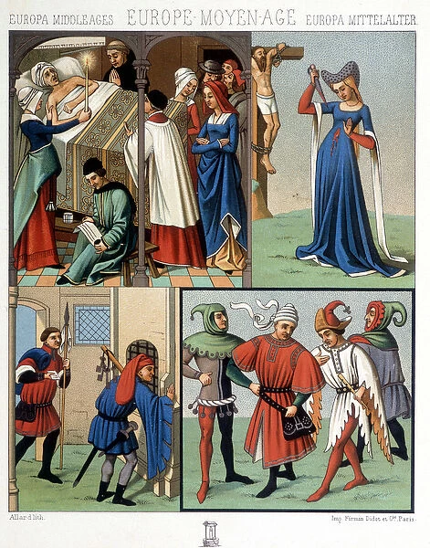 Civilian costumes in the Middle Ages from the 14th to the 15th century