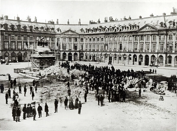 Destruction of the Vendome Column during the Commune, 1871 (b  /  w photo)