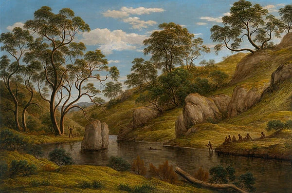 'Diane au bain, Terre de Van Diemen (Tasmanie)'(The bath of Diana - Van Diemens Land) Peinture de John Glover (1767-1849) - 1837 - Oil on canvas Dim 96, 5x134, 5 cm National Gallery of Australia, Canberra