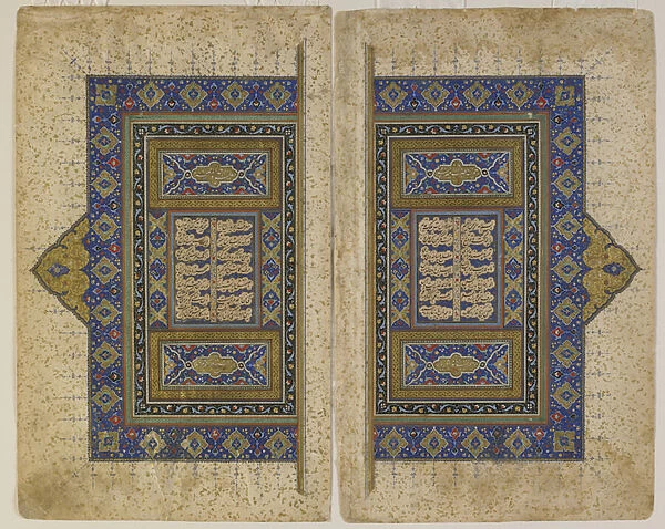 Double-page frontispiece from a Khamsa (Quintet) by Amir Khusraw Dihlavi, Tabriz, Iran
