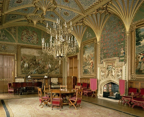 Eastnor Castle, Herefordshire: the drawing room, with furniture designed by Pugin, c. 1840