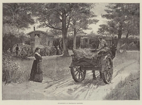 Encampment of Travelling Showmen (engraving)