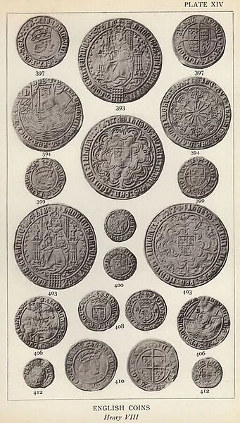 English Coins, Henry VIII (b  /  w photo)