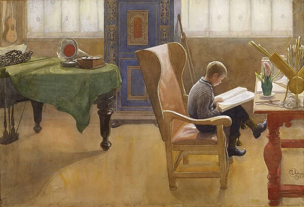 Esbjorn in the Study Corner, 1912 (w  /  c on paper)