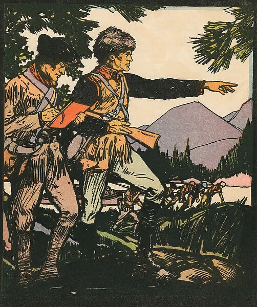 Explorers: Lewis and Clark in the American Frontier, 1931 (woodcut print)