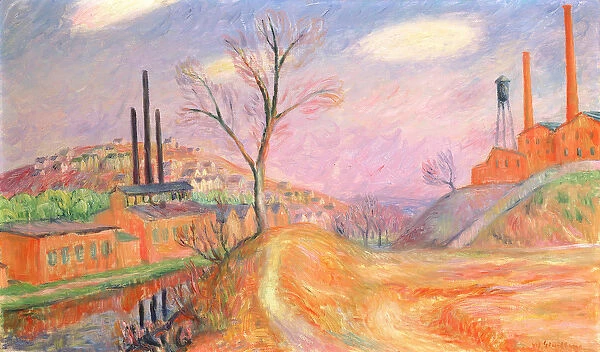 Factories in a Landscape (oil on canvas)