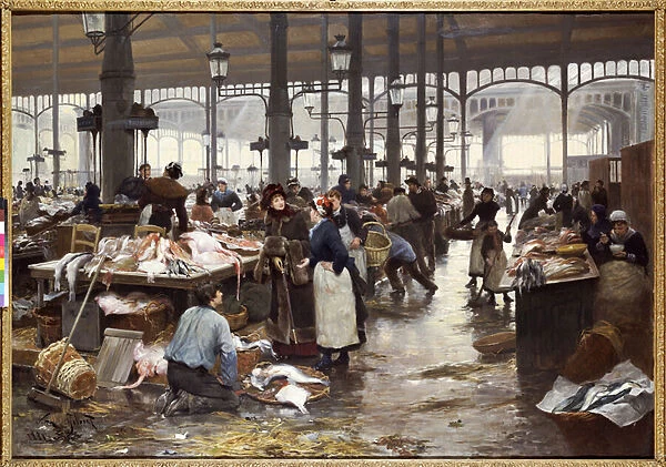 The Fish Hall at the Central Market, 1881 (oil on canvas)
