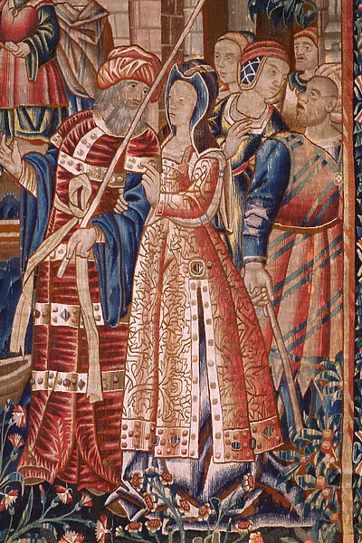 Flemish tapestry. Series The Portugese in india: The Arrival in Calicut (De Aankomst in Calicut, Llegado de Vasco de Gama a Lisboa). Ca 1510. Collection Caixa Geral de Depositos, Lisboa. Detail
