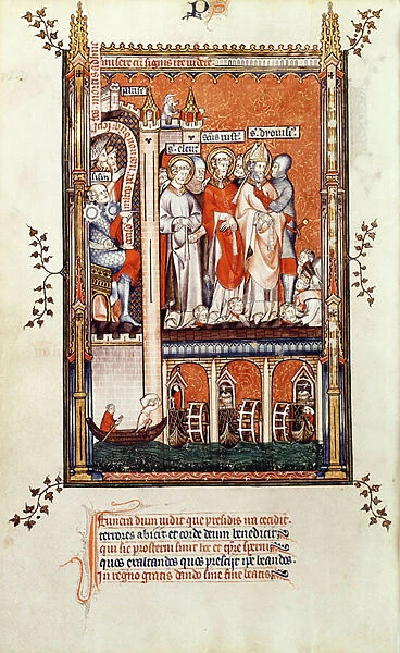 Fr 2092 f. 37v Sisinnius showing the bodies of other Martyrs to St