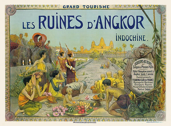 French poster advertising the Temples of Angkor in Indochina, 1911 (colour lithograph)