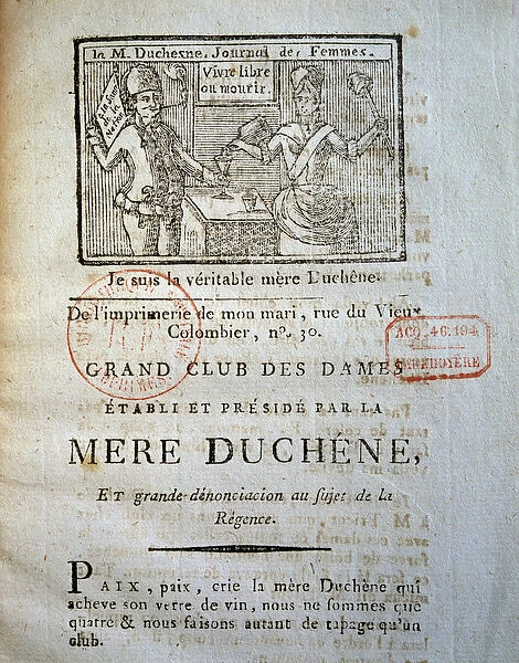 French Revolution: One of the womens diary of La mere Duchene (or Duchesne