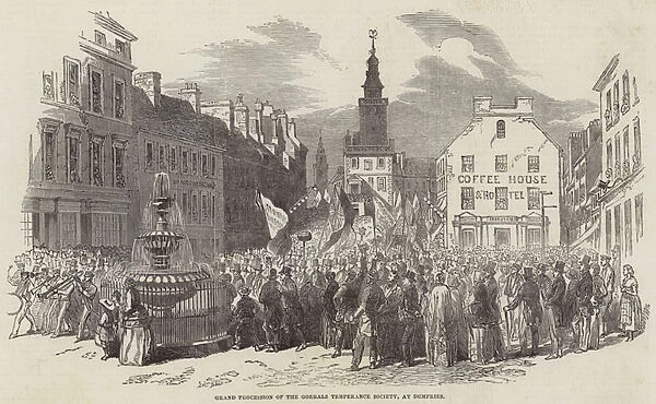 Grand Procession of the Gorbals Temperance Society, at Dumfries (engraving)