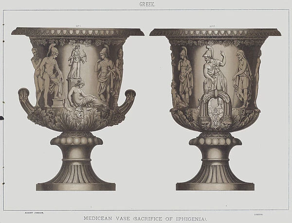 Greek, Medicean vase, Sacrifice of Iphigenia (colour litho)