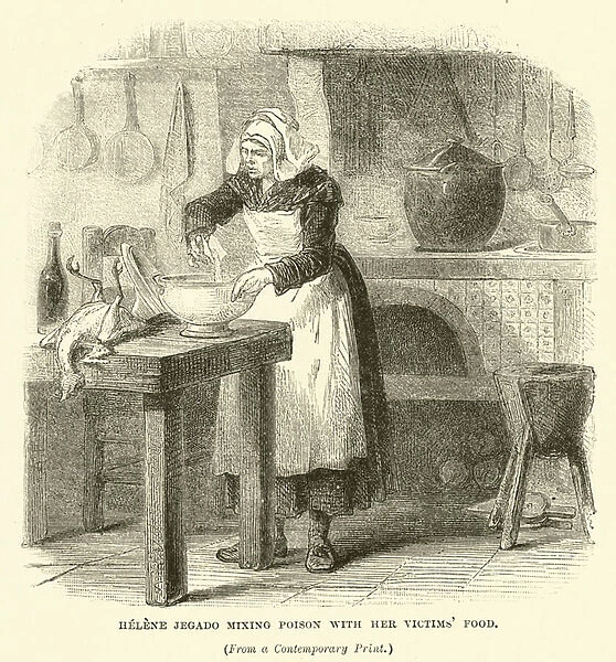Helene Jegado mixing poison with her victims food (engraving)