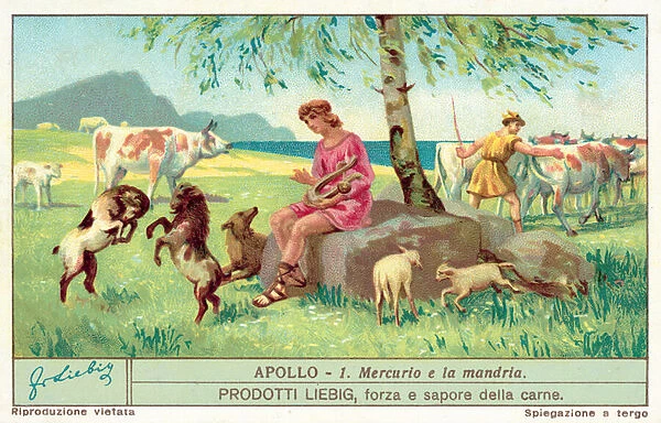 Hermes stealing the cattle of Apollo (chromolitho)