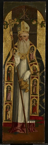 A Holy Bishop, late 15th century (oil on wood)